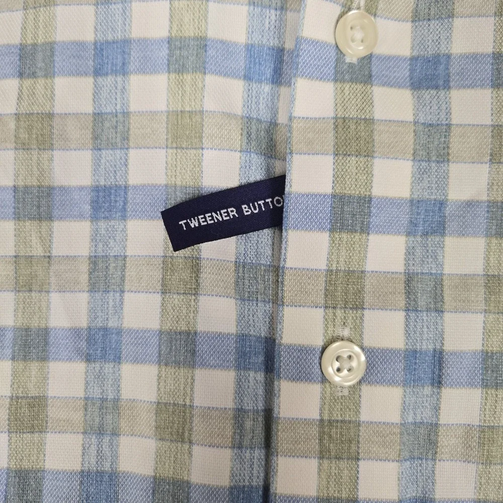 Johnnie-O Shirt Mens Medium Button Up McArthur Sequoia Plaid Stretch Performance